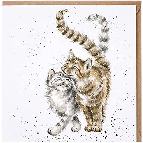 Wrendale Doppelkarte mit Umschlag, zwei Katzen schmusen, Quadratisch, 15x15 cm von Wrendale