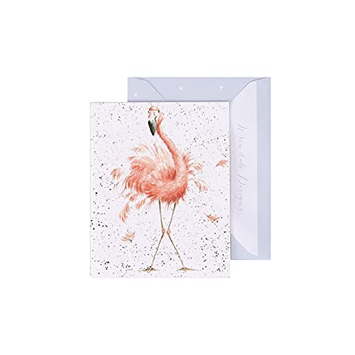 Wrendale - GE023 - Grußkarte, Doppelkarte mit Umschlag, Mini Karte, Nur für dich, Flamingo, Pretty in pink, 7,5cm x 9cm von Wrendale