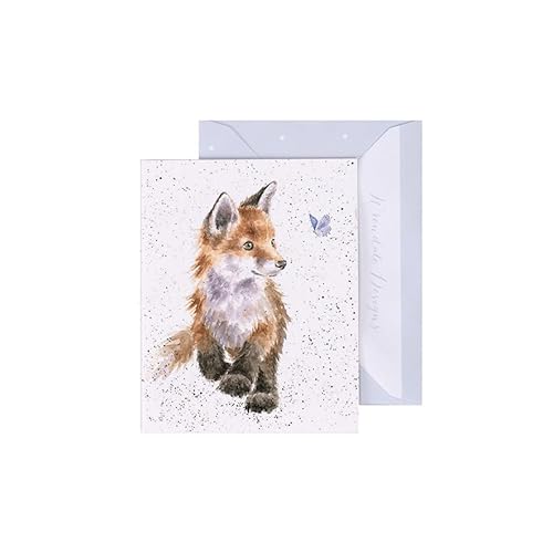 Wrendale - GE072 - Grußkarte, Doppelkarte mit Umschlag, Mini Karte, Nur für dich, Fuchs, Born to be wild, 7,5cm x 9cm, beige von Wrendale