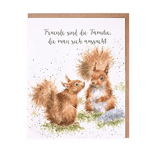 Wrendale - GOC055 - Grußkarte, Doppelkarte mit Umschlag, Eichhörnchen, Freunde sind die Familie, die man sich aussucht, 17cm x 14cm von Wrendale Designs