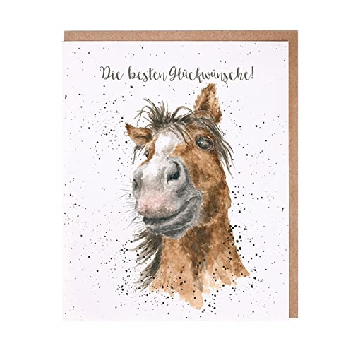 Wrendale - GOC062 - Grußkarte, Doppelkarte mit Umschlag, Pferd, Die besten Glückwünsche!, 17cm x 14cm von Wrendale
