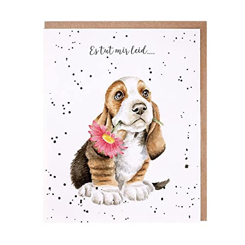 Wrendale - GOC070 - Grußkarte, Doppelkarte mit Umschlag, Es tut mir Leid, Hund, Beagle, 17cm x 14cm von Wrendale Designs