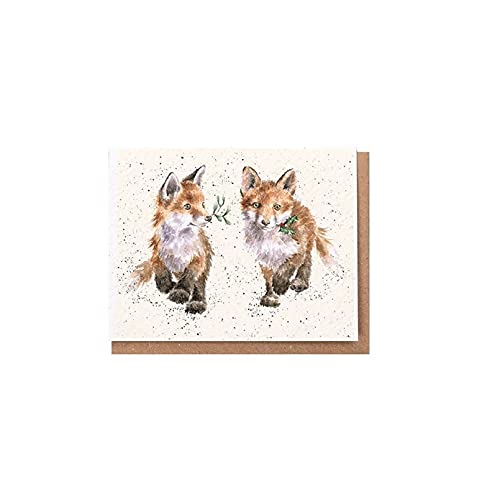 Wrendale - XGE007 - Weihnachten Grußkarte, Doppelkarte mit Umschlag, Mini Karte, Füchse, Glad tidings we bring, 7,2cm x 9cm von Wrendale
