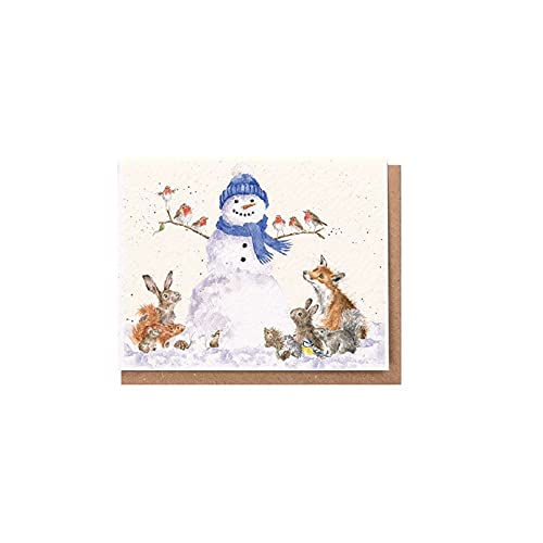 Wrendale - XGE009 - Weihnachten Grußkarte, Doppelkarte mit Umschlag, Mini Karte, Schneemann, Gathered all around, 7,2cm x 9cm von Wrendale