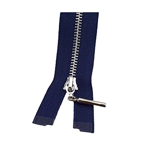 2 Stück 3# Silber Metall Reißverschluss 15–70cm Taschen Kleidungsstück Dekor Nähen Reißverschlüsse Zubehör, Navy blau, Open-End-60cm von Wresetly
