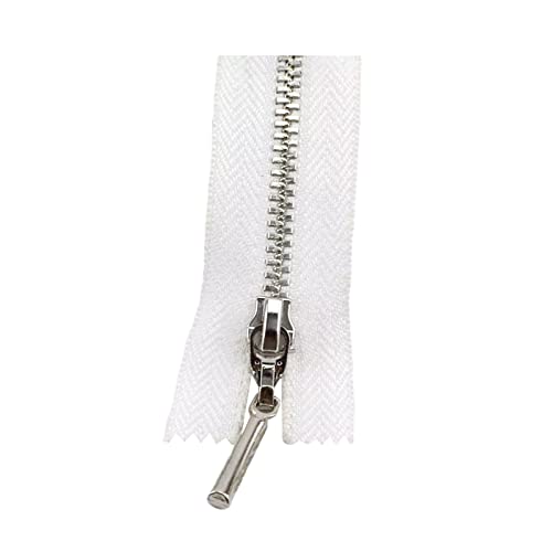 2 Stück 3# Silber Metall Reißverschluss 15–70cm Taschen Kleidungsstück Dekor Nähen Reißverschlüsse Zubehör, Weiß, Geschlossenes Ende-30cm von Wresetly