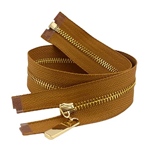 2 Stück 40/50/60/70cm 3# Metall-Reißverschluss mit offenem Ende, Nähzubehör für Taschen, Kleidungsstücke, Braun, 60cm von Wresetly