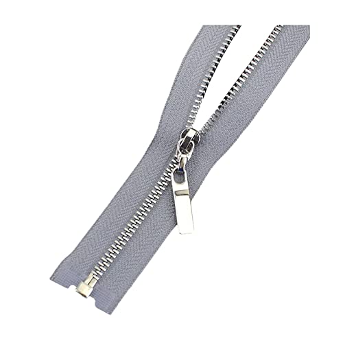 2 Stück 40/50/60/70cm 3# Metall-Reißverschluss mit offenem Ende, Nähzubehör für Taschen, Kleidungsstücke, Grau, 70cm von Wresetly