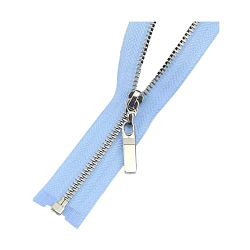 2 Stück 40/50/60/70cm 3# Metall-Reißverschluss mit offenem Ende, Nähzubehör für Taschen, Kleidungsstücke, Hellblau, 60cm von Wresetly