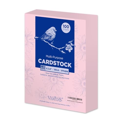 Veritas rosa farbiger Karton, 21,6 x 27,9 cm, farbiges Kopierpapier, 199 g/m² Druckerpapier, 100 Blatt, farbiges Mehrzweck-Papier, hergestellt in den USA Veritas rosa farbiger Karton, 21,6 x 27,9 cm, farbiges Kopierpapier, 199 g/m² Druckerpapier, 100 Blatt, farbiges Mehrzweck-Papier, hergestellt in den USA von WritePads
