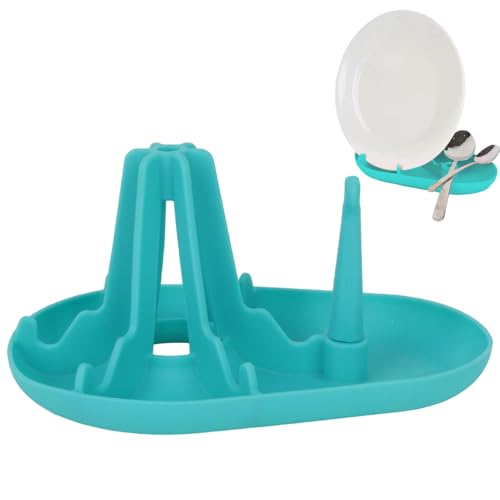 Abtropfgestell für Wasserflaschen, Getränkehalter mit Abtropfschale, Silikon-Arbeitsplattentrockner, rutschfestes Bodendesign, schnelle Luftzirkulation, platzsparende Lösung, perfekt für Tassen von Wrohto