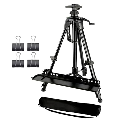 Art Easel Stand, Tripod Adjustable Portable Easel, Metal Canvas Rack Holder with Paint Tray, Suitable for Adults and Teens, Tabletop and Floor Use, Ideal for Drawing, Painting, 160cm von Wrohto