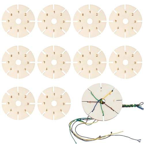 Bracelet Braiding Board, Wooden Round Disc Craft Tool, 10-Piece Set For Cotton Cord Weaving, Handmade Jewelry, Necklaces, Lanyards, Men Accessories, Women Projects, 3.15 In Bracelet Braiding Board, Wooden Round Disc Craft Tool, 10-Piece Set For Cotton Cord Weaving, Handmade Jewelry, Necklaces, Lanyards, Men Accessories, Women Projects, 3.15 In von Wrohto