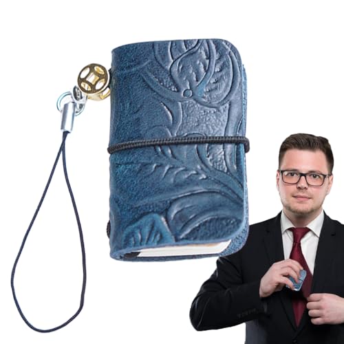 Leder-Notizbuch, 64 nummerierte Seiten, Taschenformat, 15 g, kompaktes Leder-Schreibheft für Männer und Frauen, ideal für Arbeit, Reisen und tägliche Notizen, 5 x 3 cm von Wrohto