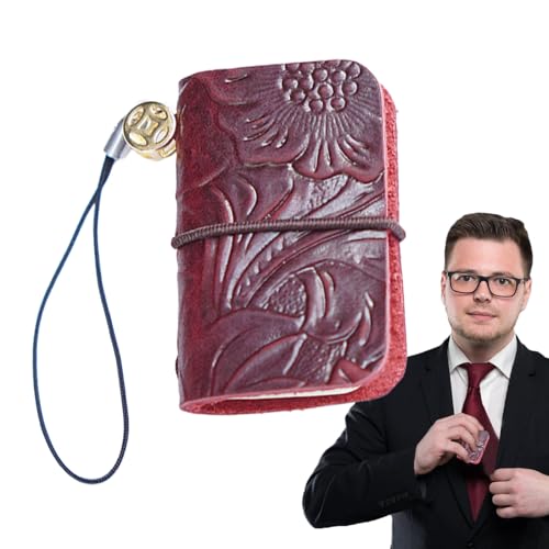 Leder-Notizbuch, 64 nummerierte Seiten, Taschenformat, 15 g, kompaktes Leder-Schreibheft für Männer und Frauen, ideal für Arbeit, Reisen und tägliche Notizen, 5 x 3 cm von Wrohto