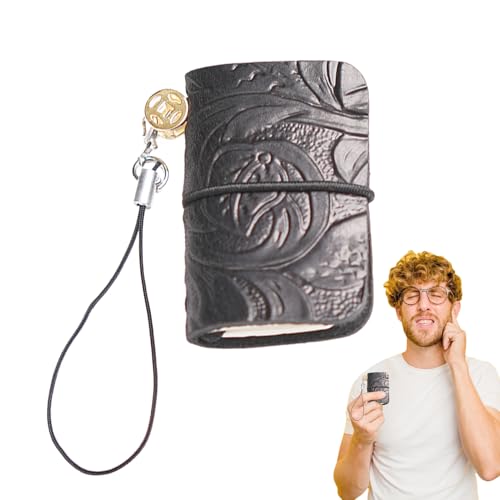 Leder-Notizbuch, 64 nummerierte Seiten, Taschenformat, 15 g, kompaktes Leder-Schreibheft für Männer und Frauen, ideal für Arbeit, Reisen und tägliche Notizen, 5 x 3 cm von Wrohto
