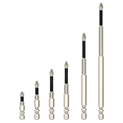 Magnetic Drill Bit Set, Screwdriver Sets, Anti-Slip 6 Piece Magnetic Drill Bits, Carbon Steel, Drilling Accessories for Home, Business Users, Professionals and Electricians, 150mm von Wrohto