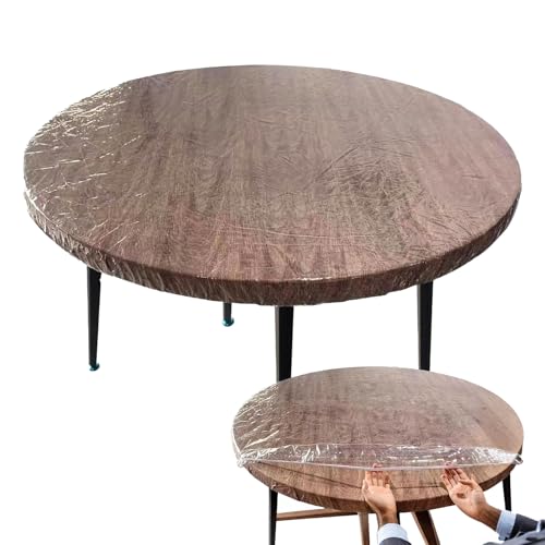 Transparent Table Protector, PVC Round Tablecloth with Elastic Strap, Oil-Resistant Scratch-Resistant Weatherproof Cover, Perfect for Kitchen Garden Cafe Desk Workshop, Easy Cleaning Transparent Table Protector, PVC Round Tablecloth with Elastic Strap, Oil-Resistant Scratch-Resistant Weatherproof Cover, Perfect for Kitchen Garden Cafe Desk Workshop, Easy Cleaning von Wrohto