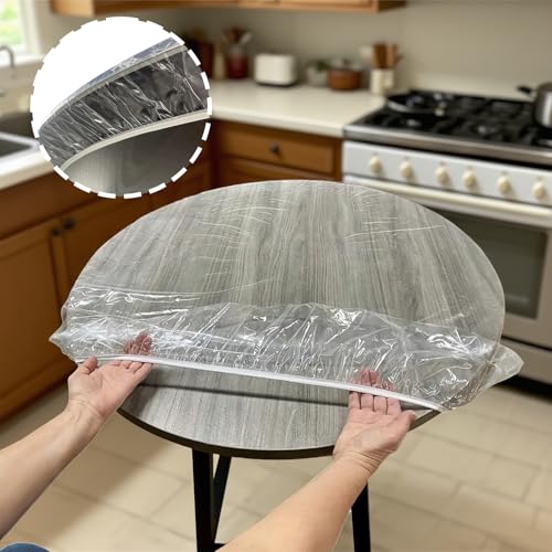 Transparenter Tischschutz, PVC-Tischdecke mit Gummiband, ölbeständig, kratzfest, wetterfest, perfekt für Küche, Garten, Café, Schreibtisch, Werkstatt, einfache Reinigung Transparenter Tischschutz, PVC-Tischdecke mit Gummiband, ölbeständig, kratzfest, wetterfest, perfekt für Küche, Garten, Café, Schreibtisch, Werkstatt, einfache Reinigung von Wrohto