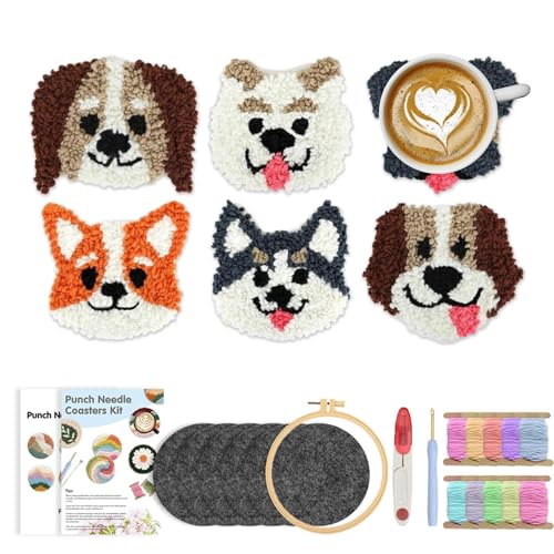 Wrohto Punch Needle Coaster Set, 204g Beginner Craft Punch Needle Embroidery Kit, Cloth, Velvet Multi-functional Yarn Hoop Crafting Tools, Ideal for Home Crafting and Art Classes, 10cm Wrohto Punch Needle Coaster Set, 204g Beginner Craft Punch Needle Embroidery Kit, Cloth, Velvet Multi-functional Yarn Hoop Crafting Tools, Ideal for Home Crafting and Art Classes, 10cm von Wrohto
