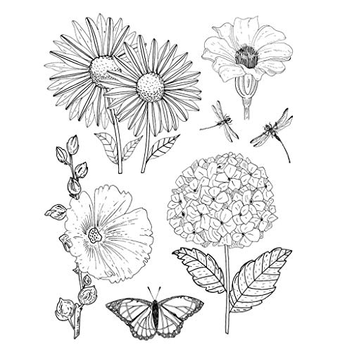 Wrubxvcd Scrapbooking-Prägung, Libelle, Blume, Silikon, transparent, 11 x 16 cm von Wrubxvcd