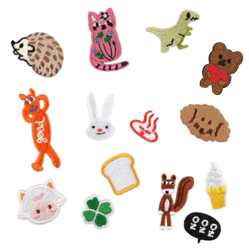 14 PCs Hunde Bestickte Flecken Cartoon Katzen Nähen Flecken Eisen Auf Flecken Schöne Kaninchen Auf Flecken Für Kleiderbeutel Nähen von Wsdsgz