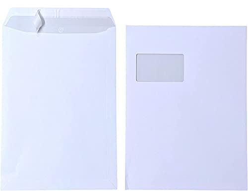 100x Versandtasche C4 A4 weiß mit Fenster, selbstklebend mit Abziehstreifen, mit grauen Innendruck, 120 g/qm, Maße 229 x 324 mm Umschläge Kuvert 100x Versandtasche C4 A4 weiß mit Fenster, selbstklebend mit Abziehstreifen, mit grauen Innendruck, 120 g/qm, Maße 229 x 324 mm Umschläge Kuvert von TOKKA
