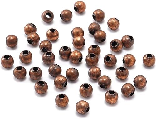 Runde Abstandshalter-Perlen aus antikem Kupfer, 5 mm, glattes Kugelende, Samen-Metallperlen für Schmuckherstellung, Zubehör, Zubehör (0,5 cm), Perlen- und Schmuckherstellung, Perlenzubehör, 100 Stück von WsjiaboFux