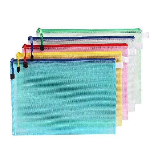 Wskderliner Mesh Dokumenten Tasche A3 Transparent Reißverschluss Dokumententasche Zip Farbig Plastik Zipper Bag Packung von 10 von Wskderliner