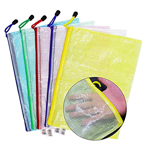 Wskderliner Zipper Tasche Mesh Bag Dokumententasche Reissverschluss a4 Zip Beutel Farbig Plastik Für Bürobedarf Schreibwaren Packung von 10 von Wskderliner