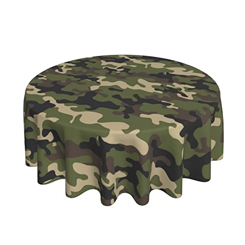 Wsunsal Militärische Camo Tischdecke 152,4 cm Armeegrün Camouflage Runde Tischdecke Wasserdicht Polyester Runde Camo Dekorative Tischdecke für Urlaub Küche Esszimmer Outdoor Terrasse Party von Wsunsal