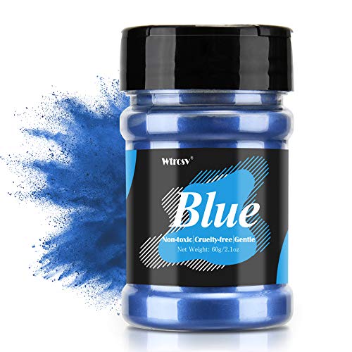 Epoxidharz Farbe metallic, Seifenfarbe, für die Seifenherstellung, Mica Powder, Epoxy Resin Farbe Farbpigmente Pigmentpulver Farben Pigment, Farbe für Epoxidharz, Lipgloss Farbe - 60g Blau (Pulver) von Wtrcsv