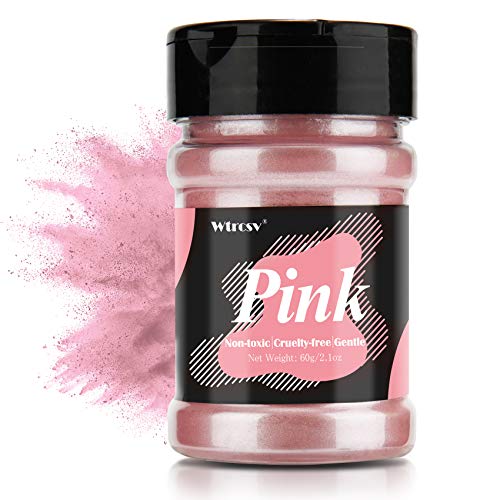 Epoxidharz Farbe metallic, Seifenfarbe, für die Seifenherstellung, Mica Powder, Epoxy Resin Farbe Farbpigmente Pigmentpulver Farben Pigment, Farbe für Epoxidharz, Lipgloss Farbe - 60g Rosa (Pulver) von Wtrcsv