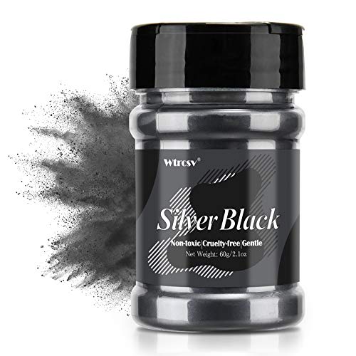 Epoxidharz Farbe metallic, Seifenfarbe - 60g Silber schwarz Pulver - Seifenherstellung, Mica Powder, Epoxy Resin Farbe Farbpigmente Pigmentpulver Farben Pigment, Farbe für Epoxidharz, Lipgloss Farbe von Wtrcsv