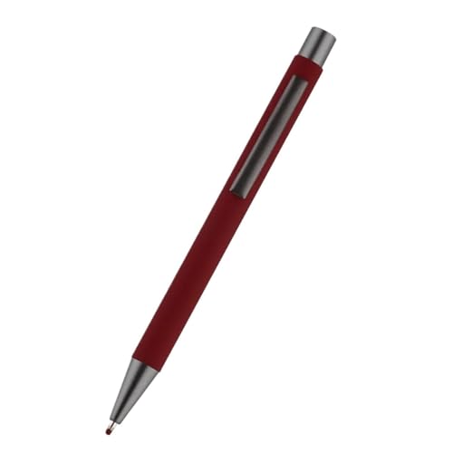 Wtukmo 50 Stück Metall-Kugelschreiber, Werbungsstift, Gummi-Textur, individuelles Logo, Textgravur, Lasergravur, personalisierbar, Name, Logo-Stift (Weinrot) von Wtukmo