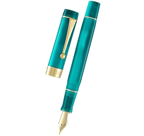 Wtukmo Acryl-Füllfederhalter, schöner grüner Geschenkstift EF/F/M mit Konverter, Schreibwaren, Büro- und Schulbedarf, Schreibwaren (Pfauenblau, M) von Wtukmo