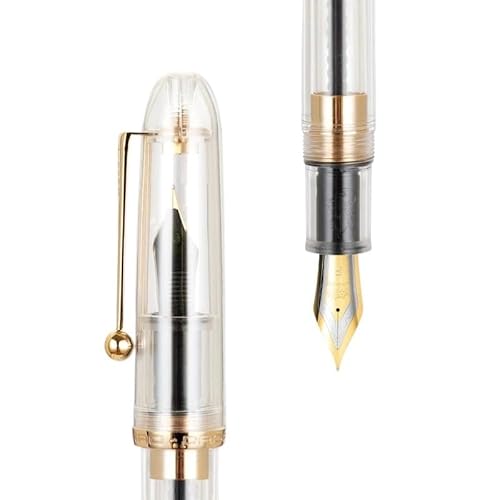 Wtukmo Füllfederhalter, Acryl, transparent, Drehstift, EF/F/M, Schreibwaren, Büro, Schulbedarf, Schreibstifte PK 9019 (H-Transparent, 0,7) von Wtukmo