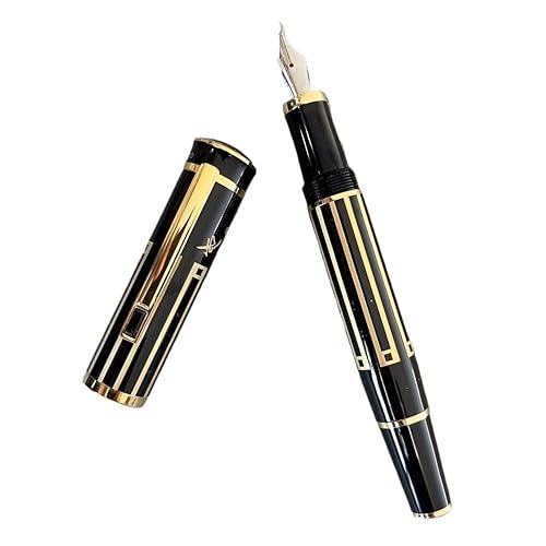 Wtukmo Luxus-Füllfederhalter mit geprägtem Logo, großer Schriftsteller, schwarzer Füllfederhalter, Geschenk, Schreibwaren, Stift mit Box von Wtukmo
