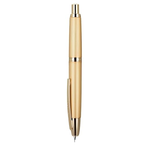 Wtukmo Metall-Füllfederhalter, gestreift, EF/F-Spitze, Schreibwaren, Büro, Schulbedarf, Klickstift (goldfarben, gestreift, F) von Wtukmo