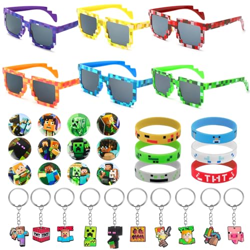 WuGU 34 Stück Gamer Mitgebsel Kindergeburtstag,6 Spiel Silikon Armband,12 Abzeichen Kinder Geschenke,10 Spiel Schlüsselanhänger,6 Pixel Brille, Minr Kindergeburtstag Mitgebsel für Kinder Geschenke WuGU 34 Stück Gamer Mitgebsel Kindergeburtstag,6 Spiel Silikon Armband,12 Abzeichen Kinder Geschenke,10 Spiel Schlüsselanhänger,6 Pixel Brille, Minr Kindergeburtstag Mitgebsel für Kinder Geschenke von WuGU