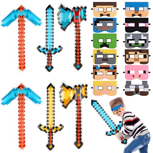 WuGU Kindergeburtstag Mitgebsel, Pixel Schwert, Geschenke für Kinder Set, Pixel Aufblasbare Spielzeuge Partyzubehör für Halloween Pool Party Cosplay Kostümpartys Geburtstagsparty WuGU Kindergeburtstag Mitgebsel, Pixel Schwert, Geschenke für Kinder Set, Pixel Aufblasbare Spielzeuge Partyzubehör für Halloween Pool Party Cosplay Kostümpartys Geburtstagsparty von WuGU