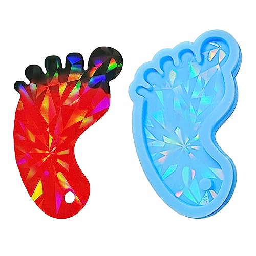 Silikonform für selbstgemachte kleine Fuß-Bastelarbeiten, Taschenschlüssel-Hängedekorationen mit fußförmigem Design, Kristall-Epoxidharz-Form von WuLi77