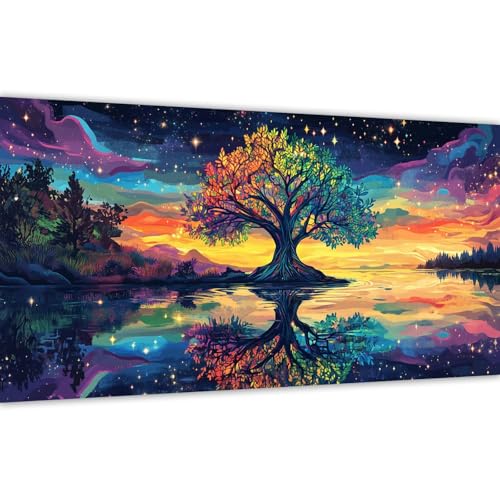 Malen nach Zahlen Bunt, Malen nach Zahlen Erwachsene Baum 40x80cm Paint by Numbers Handgemalt Ölgemälde Leinwand Set, mit 3 Pinsel und Acrylfarbe, Wanddeko Frauen Kreativ Geschenk (Ohne Rahmen) Y#A4 von Wucuuxen
