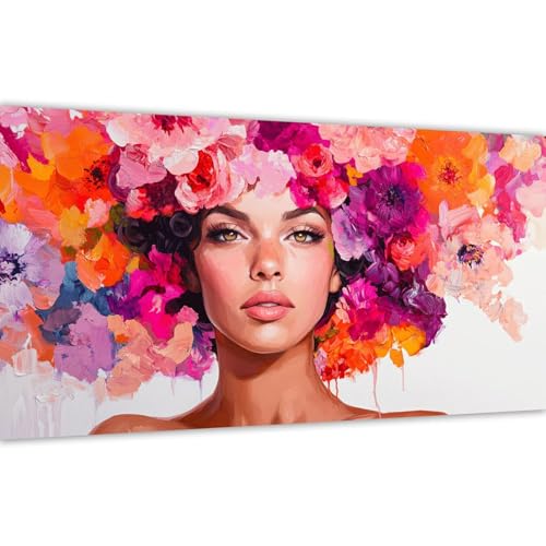 Malen nach Zahlen Frau, Malen nach Zahlen Erwachsene Blume 60x120cm Paint by Numbers Handgemalt Ölgemälde Leinwand Set, 3 Pinsel und Acrylfarbe, Wanddeko Frauen Kreativ Geschenk (Ohne Rahmen) Y#A54 von Wucuuxen