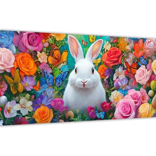 Malen nach Zahlen Kaninchen，Malen nach Zahlen Erwachsene Blume 60x120cm Paint by Numbers Handgemalt Ölgemälde Leinwand Set，3 Pinsel und Acrylfarbe，Wanddeko Frauen Kreativ Geschenk (Ohne Rahmen) Y#A58 von Wucuuxen