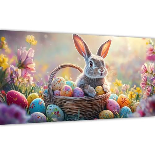 Malen nach Zahlen Kaninchen，Malen nach Zahlen Erwachsene Ostern 70x140cm Paint by Numbers Handgemalt Ölgemälde Leinwand Set，3 Pinsel und Acrylfarbe，Wanddeko Frauen Kreativ Geschenk (Ohne Rahmen) Y#A28 von Wucuuxen