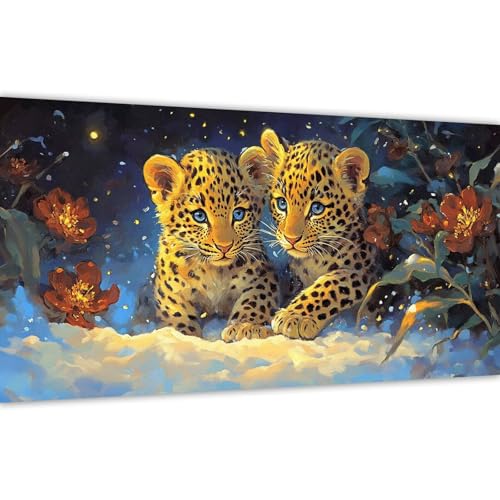 Malen nach Zahlen Leopard, Malen nach Zahlen Erwachsene Anlage 30x60cm Paint by Numbers Handgemalt Ölgemälde Leinwand Set, 3 Pinsel und Acrylfarbe, Wanddeko Frauen Kreativ Geschenk (Ohne Rahmen) Y#A52 von Wucuuxen