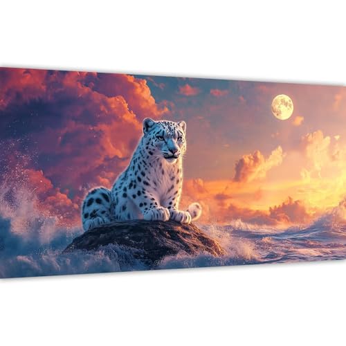 Malen nach Zahlen Leopard, Malen nach Zahlen Erwachsene See 60x120cm Paint by Numbers Handgemalt Ölgemälde Leinwand Set, 3 Pinsel und Acrylfarbe, Wanddeko Frauen Kreativ Geschenk (Ohne Rahmen) Y#A6 von Wucuuxen