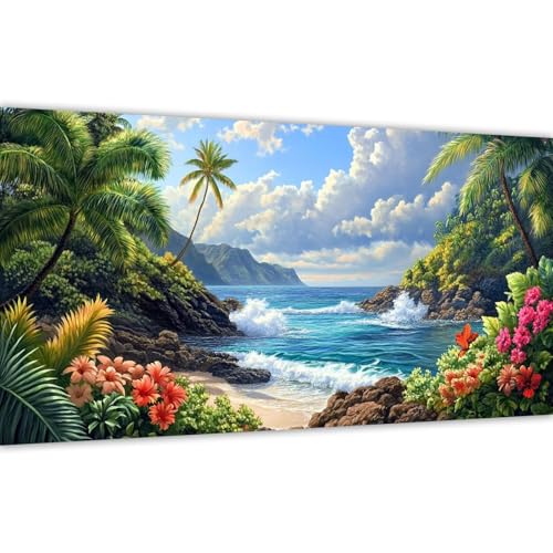 Malen nach Zahlen Strand, Malen nach Zahlen Erwachsene Anlage 90x180cm Paint by Numbers Handgemalt Ölgemälde Leinwand Set, 3 Pinsel und Acrylfarbe, Wanddeko Frauen Kreativ Geschenk (Ohne Rahmen) Y#A78 von Wucuuxen