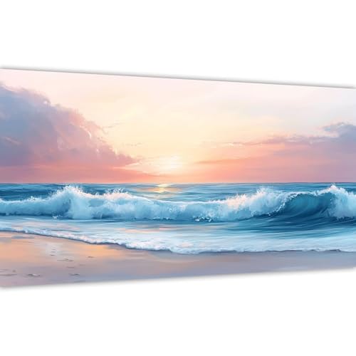 Malen nach Zahlen Strand，Malen nach Zahlen Erwachsene Sonnenuntergang 40x80cm Paint by Numbers Handgemalt Ölgemälde Leinwand Set，3 Pinsel und Acrylfarbe，Wanddeko Frauen Geschenk (Ohne Rahmen) Y#A56 von Wucuuxen